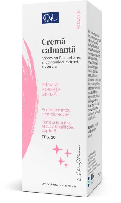 Crema Calmanta Pentru Tenuri Cu Roseata Difuza Q4U, 40ml, Tis Farmaceutic