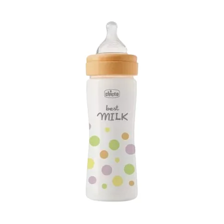 Biberon cu tetina din silicon si flux mediu Perfect Easy Fetite, 250ml, Chicco