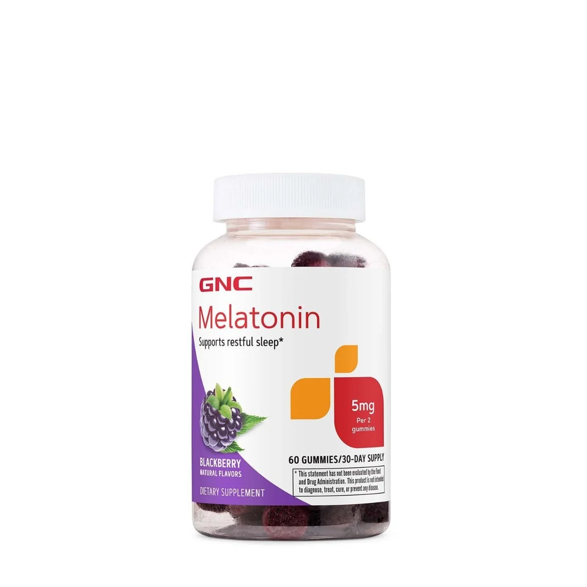 Melatonina 5mg cu aroma naturala de mure, 60 jeleuri, GNC