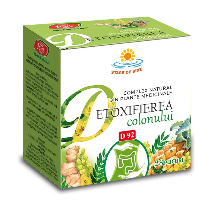 Complex Natural Din Plante Medicinale Detoxifierea Colonului, 28 Plicuri, Fares