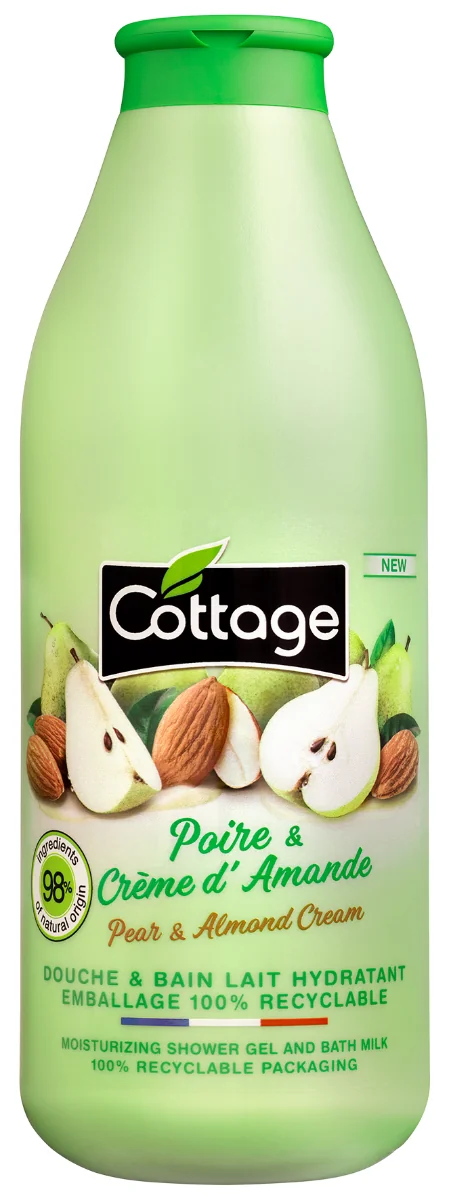 Gel de dus si Lapte de baie cu pere si migdale, 750ml, Cottage