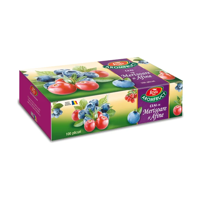 Ceai Cu Merisoare Si Afine Aromafruct, 100 Plicuri, Fares