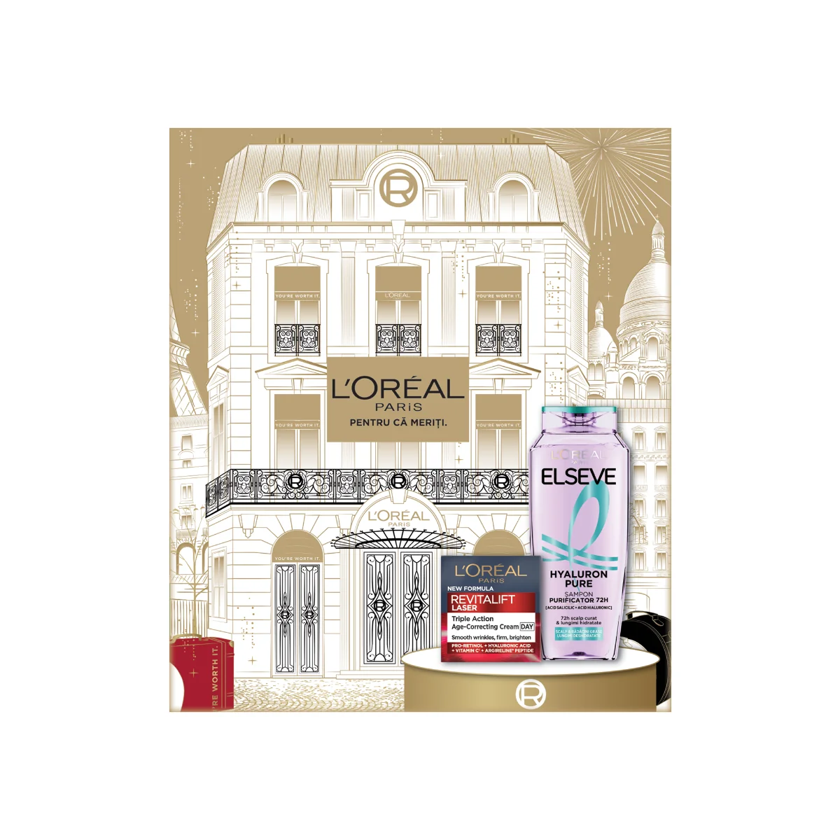 Pachet Crema antirid Revitalift Laser 50ml + Sampon Hyaluron Pure Elseve 400ml, L'Oreal