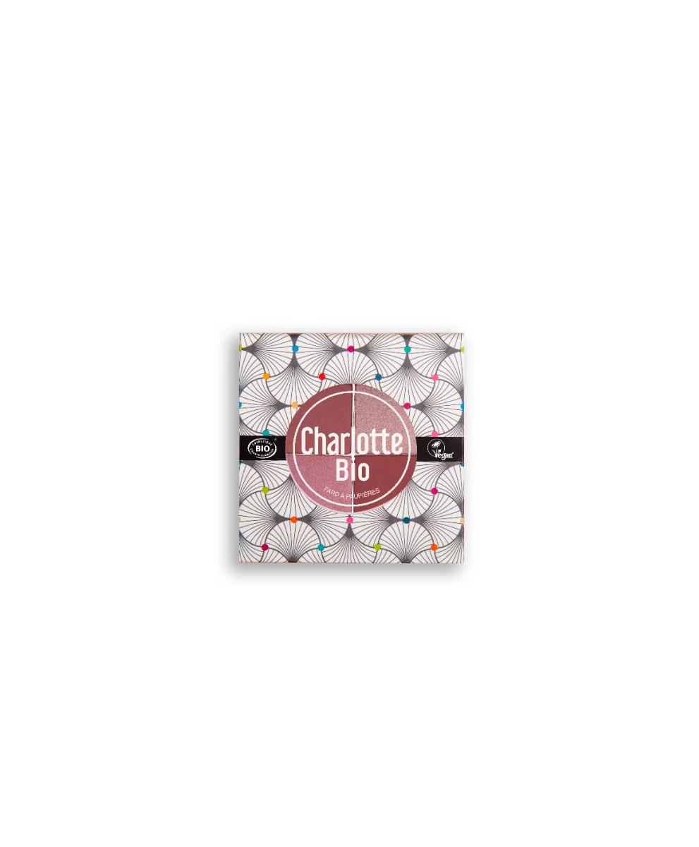 Fard bio pentru pleoape paleta in 4 culori cu Acid Hialuronic si Castravete Pink, 5.6g, Charlotte Bio