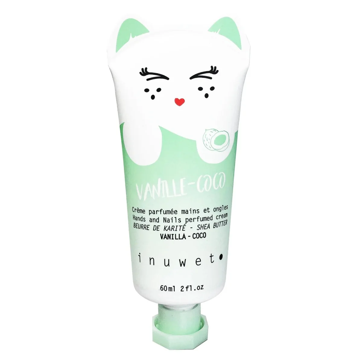 Crema hidratanta pentru maini si unghii cu parfum de vanilie si cocos, 60ml, Inuwet