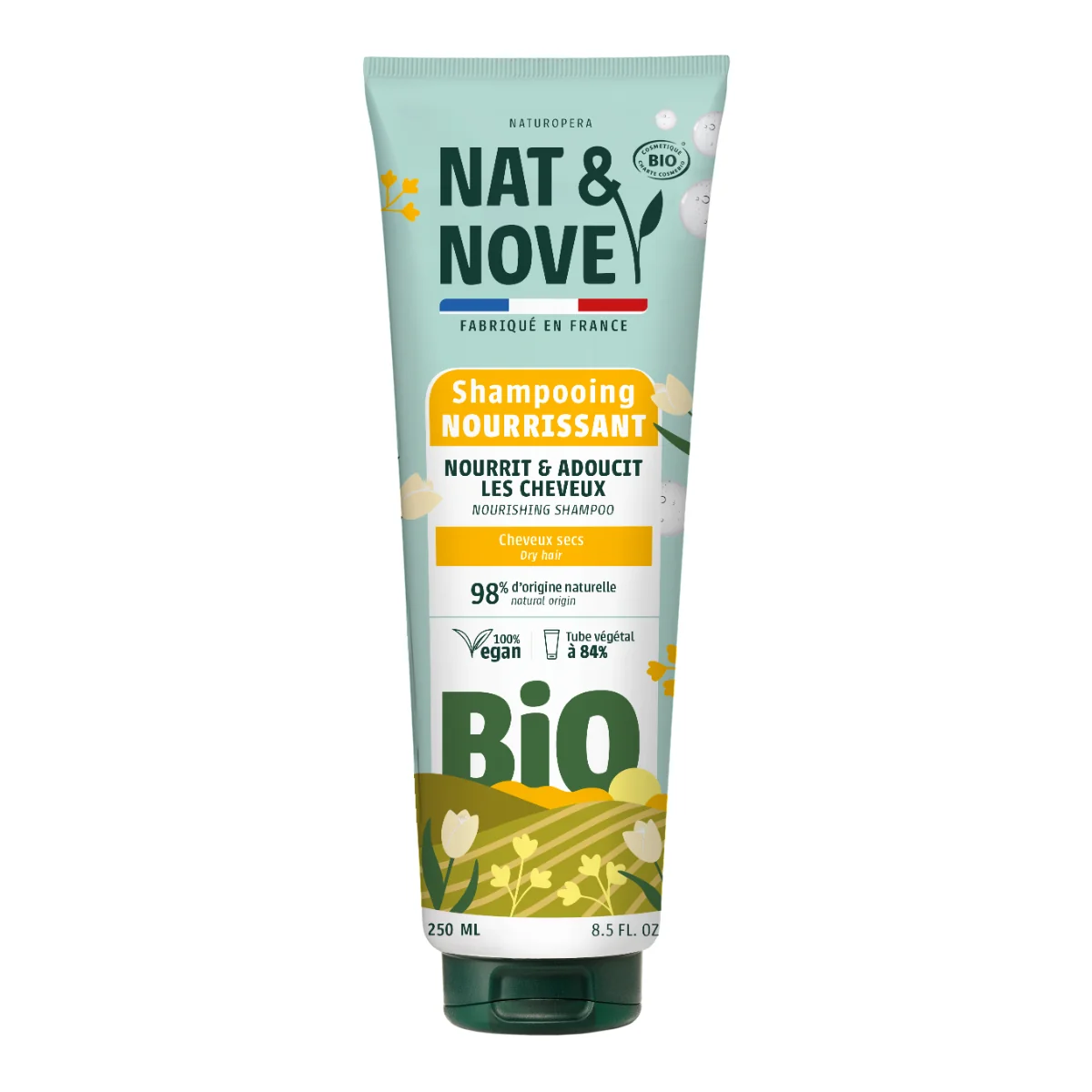Sampon hranitor pentru par uscat cu extract de ovaz Bio, 250ml, Nat&Nove