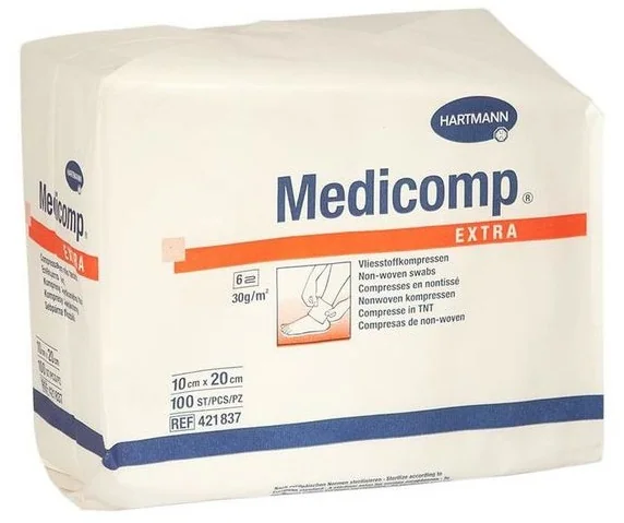 Comprese Extra Nesterile Cu 6 Straturi, 10x20 Cm, 100 Buc, Medicomp