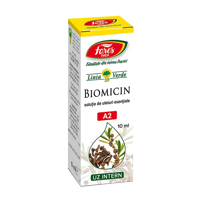 Biomicin Solutie Cu Uleiuri Esentiale A2, 10ml, Fares