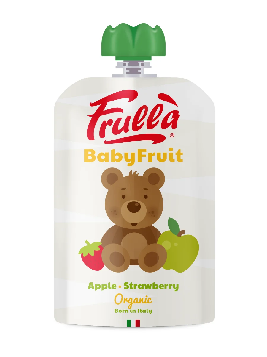 Piure pentru copii din mar si capsuni Baby Fruit Bio, 100g, Frulla
