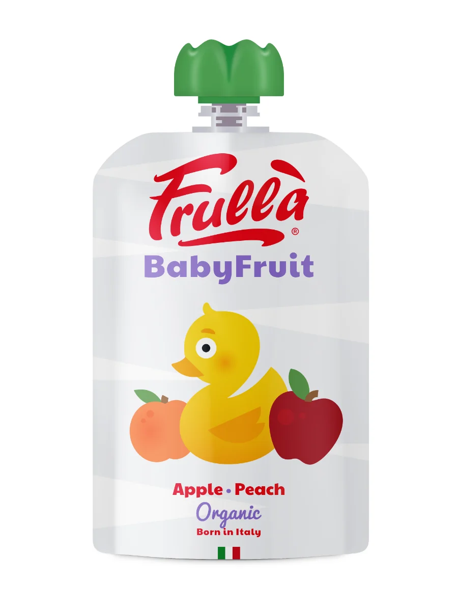 Piure pentru copii din mar si piersica Baby Fruit Bio, 100g, Frulla