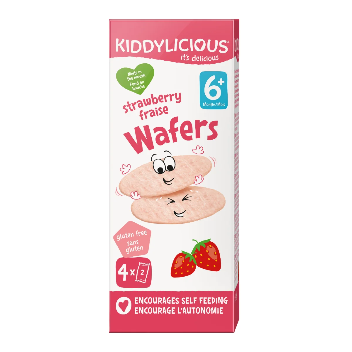 Napolitane din orez cu capsuni +6 luni, 16g, Kiddylicious