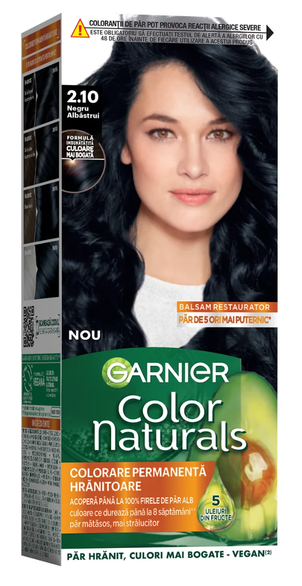 Vopsea de par permanenta Color Naturals 2.10 Negru Albastrui, 112ml, Garnier