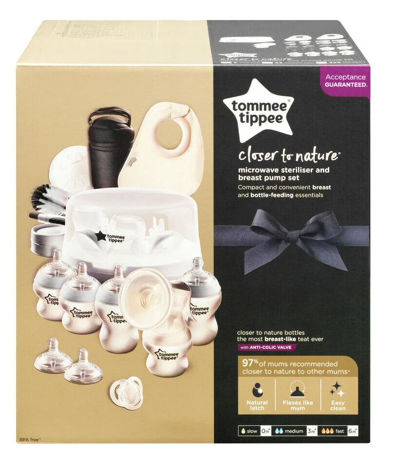 Set Sterilizator Pentru Cuptorul Cu Microunde Și Pompă De Sân Manuală, Tommee Tippee