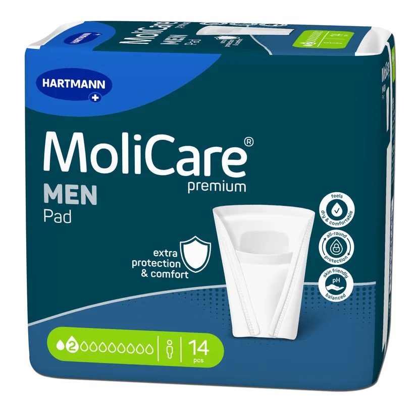 Tampoane Incontinenta Barbati 2 Picaturi Molicare Premium Pad, 14 Bucati, Hartmann