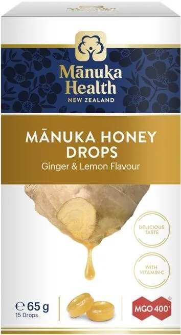Dropsuri Cu Miere De Manuka MGO 400 Si Ghimbir Cu Lamaie, 65g, Manuka Health