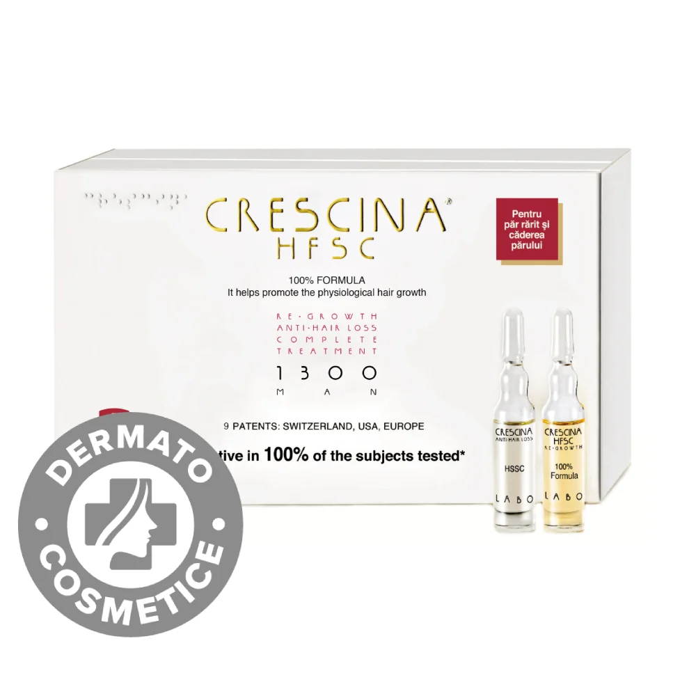 Tratament Pentru Par HFSC Transdermic Treatment 1300 Man Crescina, 10+10 Fiole, Labo