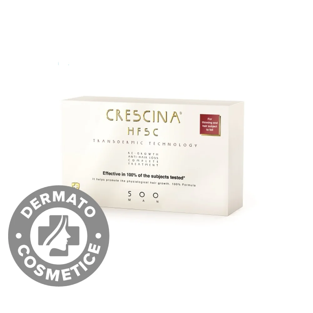 Tratament Complet Transdermic HFSC 500 Barbati Crescina, 10 + 10 Fiole, Labo