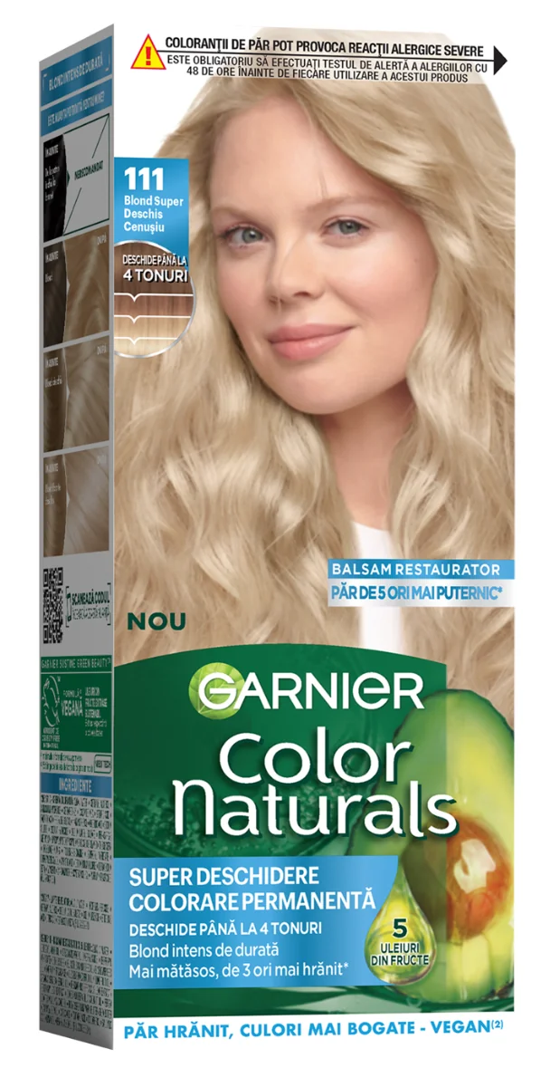 Vopsea de par permanenta Color Naturals 111 Blond Super Deschis Cenusiu, 112ml, Garnier