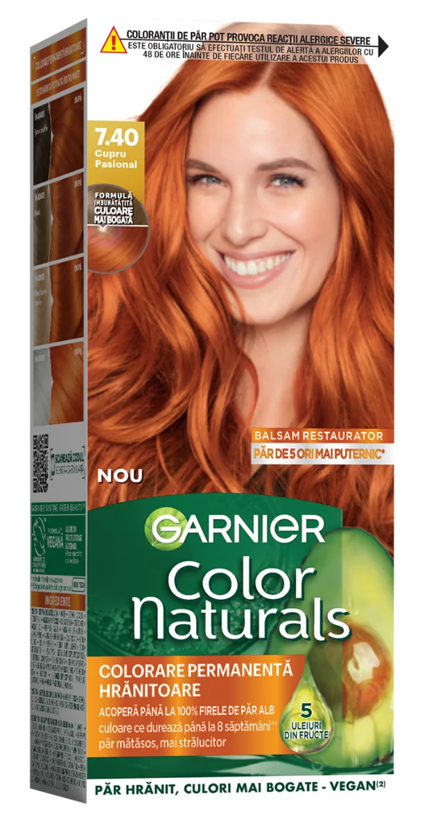Vopsea de par permanenta Color Naturals 7.40 Cupru Pasional, 112ml, Garnier