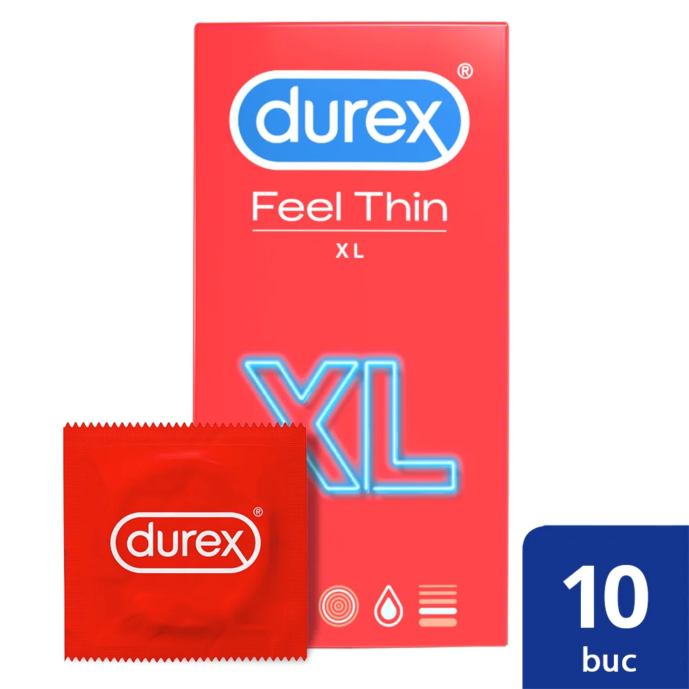 Prezervative Feel Thin XL, 10 Bucati, Durex