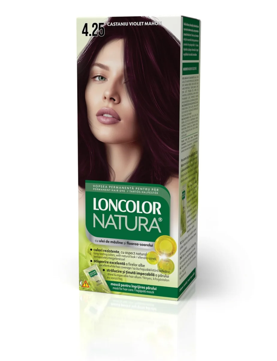 Vopsea de par permanenta Natura Nr. 4.25, 110ml, Loncolor