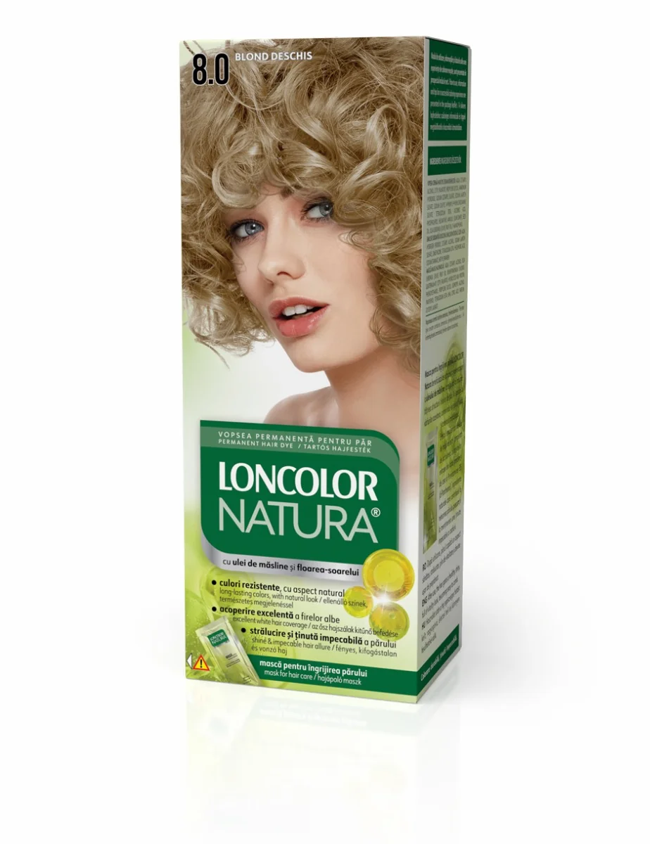 Vopsea de par permanenta Natura Nr. 8.0, 110ml, Loncolor