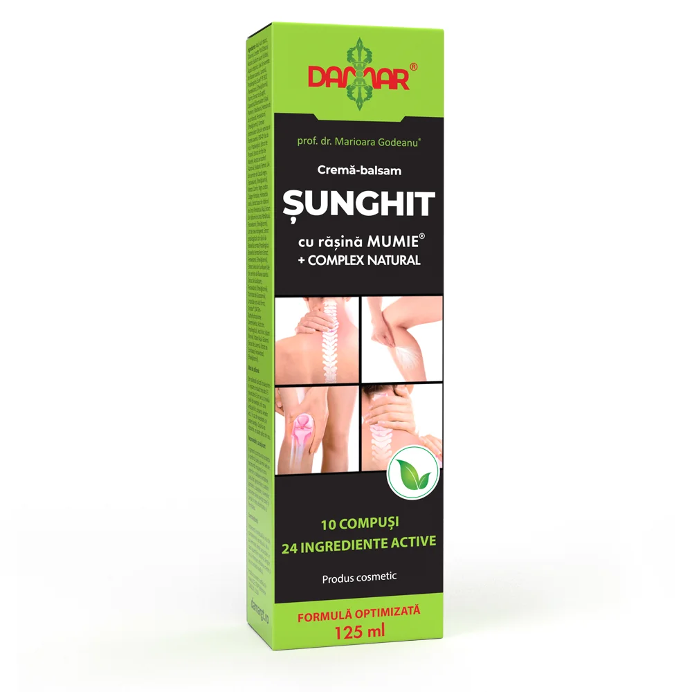 Crema-balsam Sunghit cu Rasina Mumie si Complex Natural pentru articulatii coloana si vene, 125ml, Damar