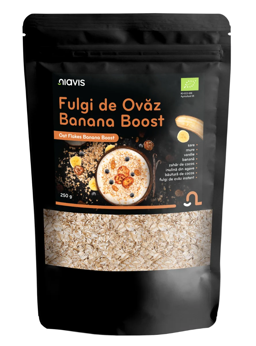Fulgi de ovaz Banana Boost Ecologici, 250g, Niavis