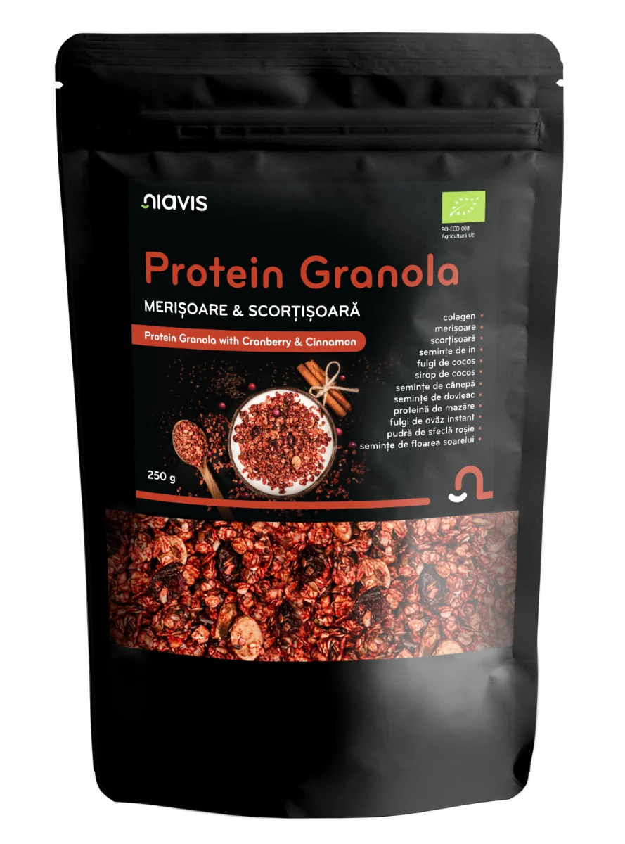 Granola proteica cu merisoare si scortisoara, 250g, Niavis