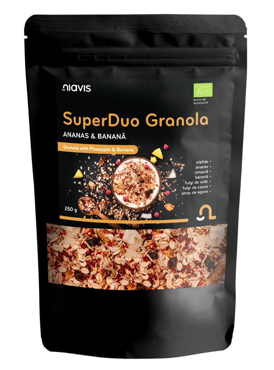 Granola cu ananas si banana Super Duo, 250g, Niavis