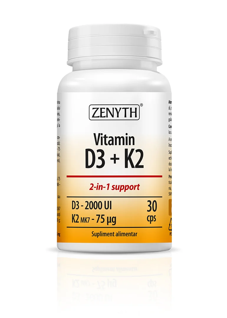 Vitamin D3 + K2, 30 Capsule, Zenyth