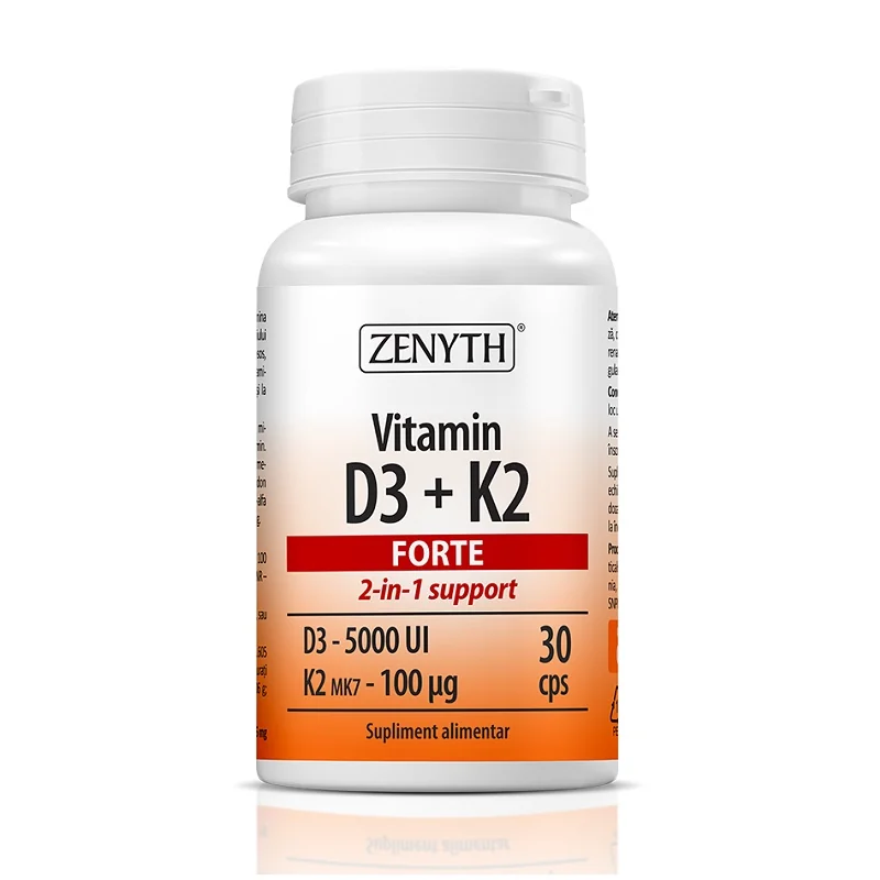 Vitamin D3 + K2 Forte, 30 Capsule, Zenyth