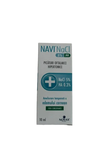 Picaturi oftalmice hipertonice Navi NaCl 5% PF, 10ml, Novax Pharma