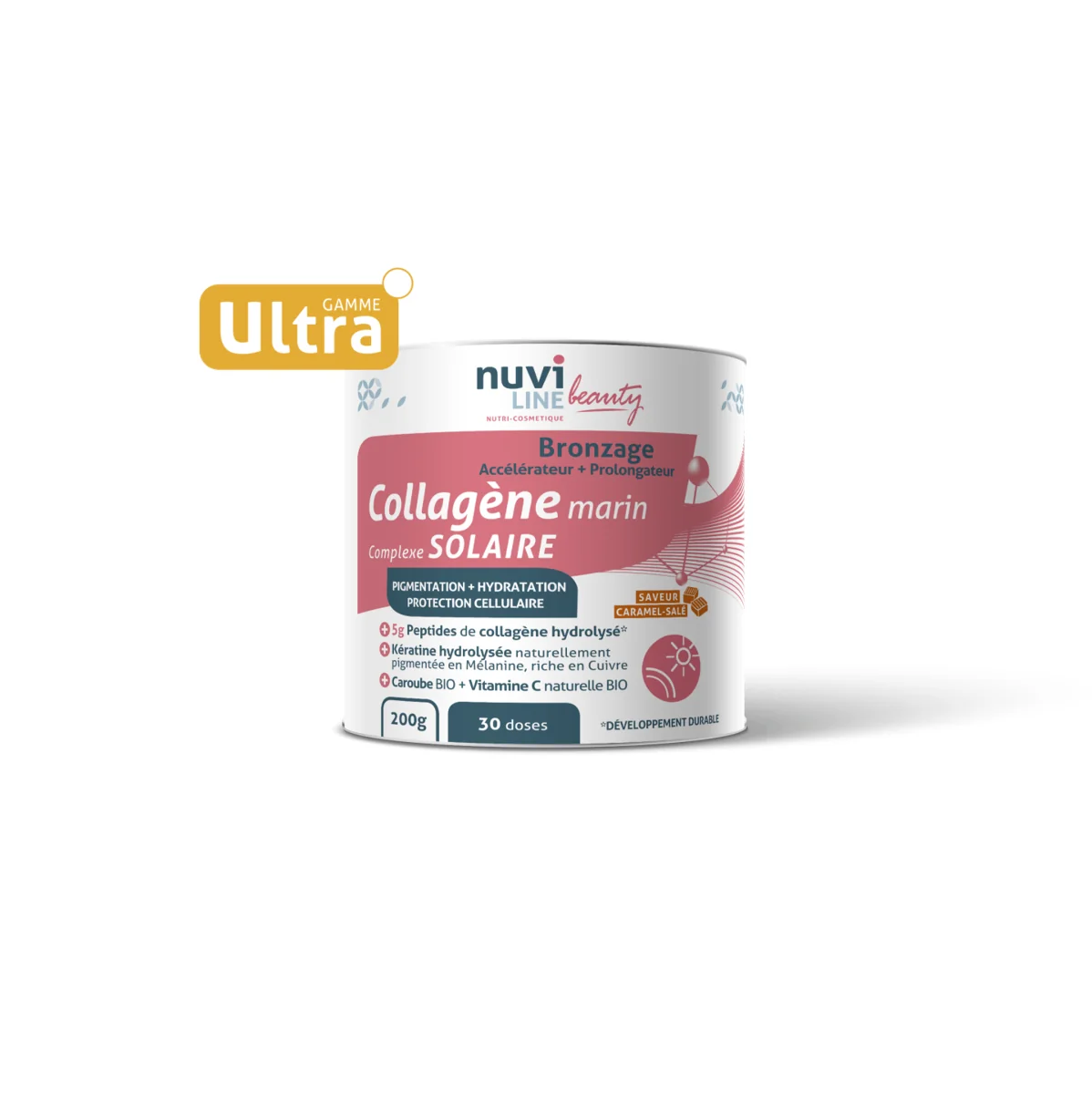 Collagen cu gust de caramel sarat Glowtan, 200g, Nuviline