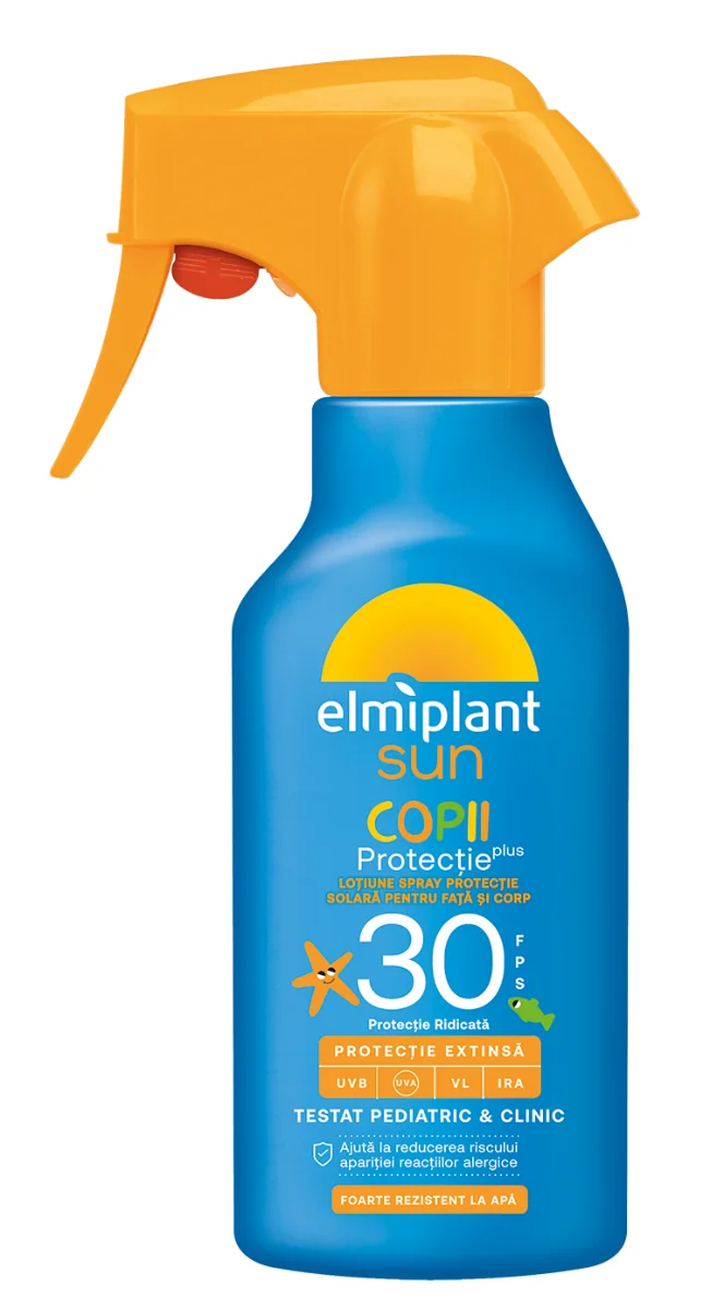 Lotiune spray cu protectie solara pentru copii SPF30 Sun, 200ml, Elmiplant