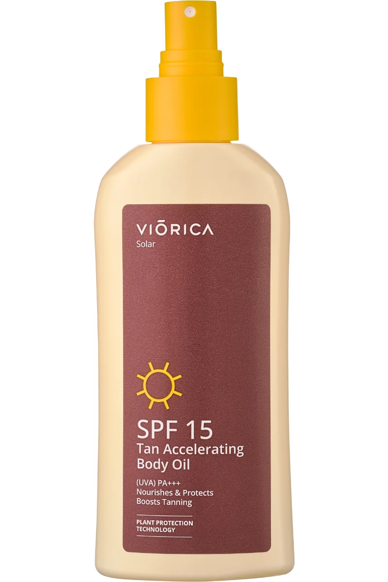Ulei de corp pentru accelerarea bronzului SPF 15 Solar, 150ml, Viorica
