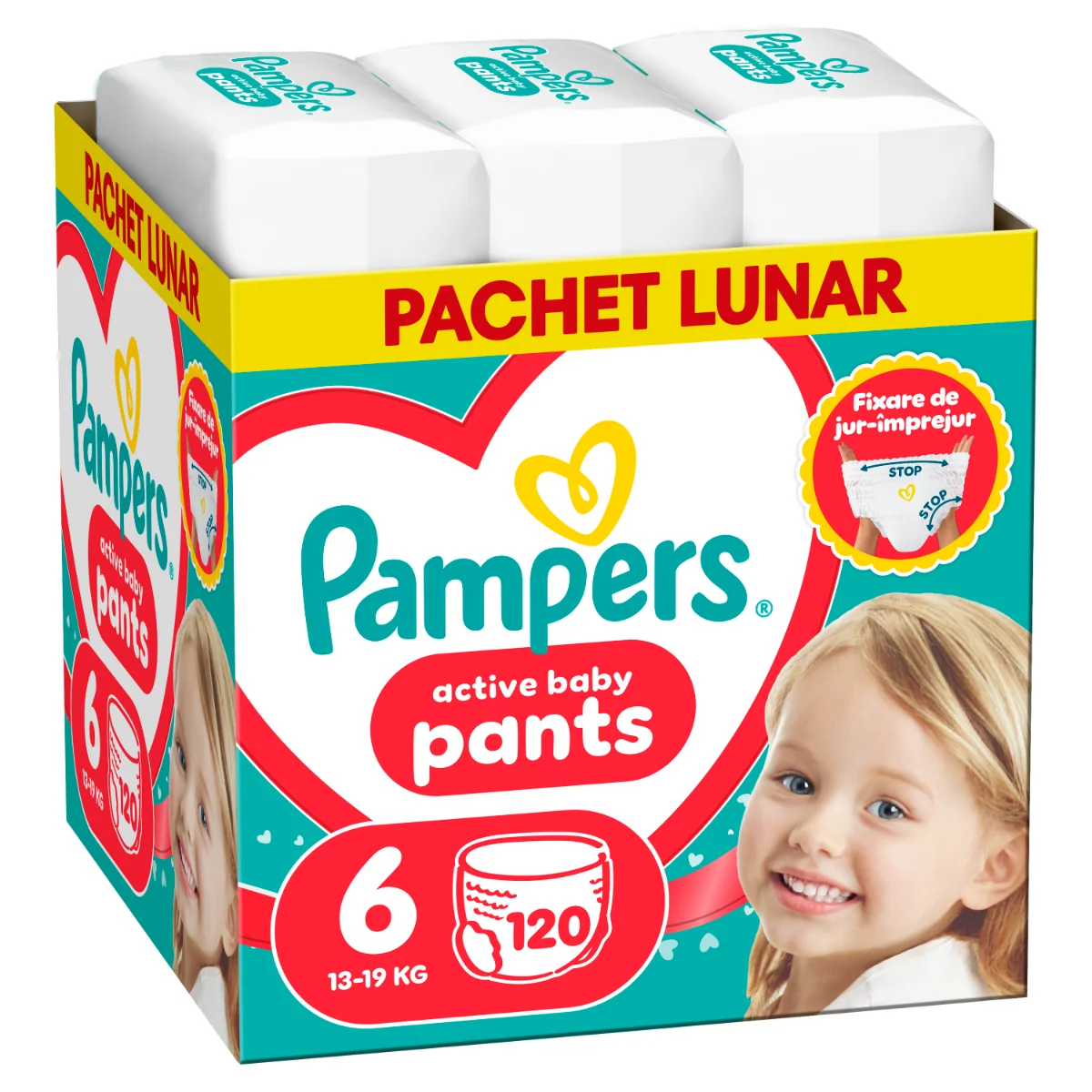 Scutece-chilotel Pants XXL Box Marimea 6 pentru +15kg, 120 bucati, Pampers