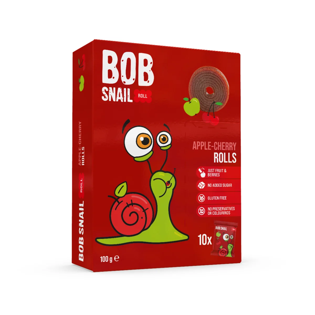 Rulou din mere si cirese, 100g, Bob Snail