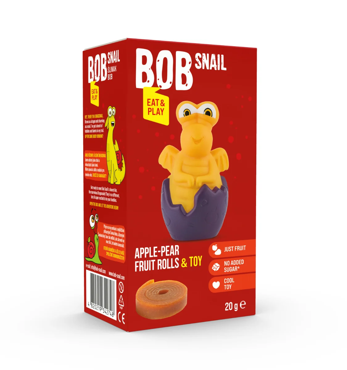 Rulou din fructe cu jucarie, 20g, Bob Snail