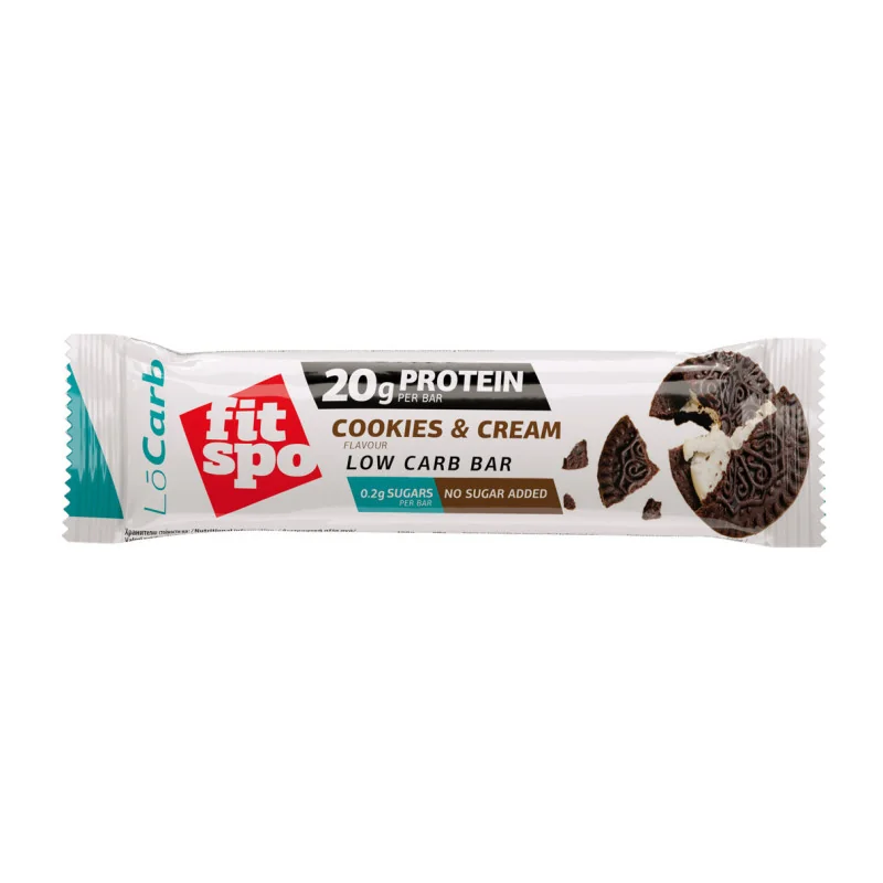 Baton proteic cu biscuiti si frisca Locarb, 60g, FitSpo