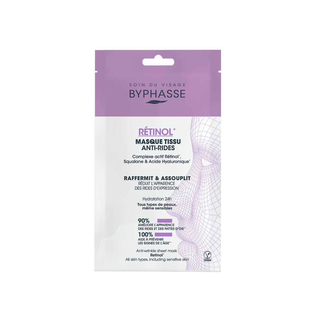 Masca servetel antirid cu retinol, 18ml, Byphasse
