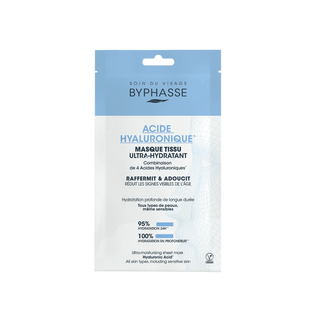 Masca servetel ultra hidratanta cu acid hialuronic, 18ml, Byphasse