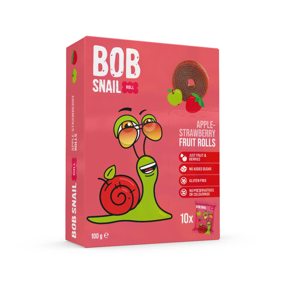 Rulou din mere si capsuni, 100g, Bob Snail