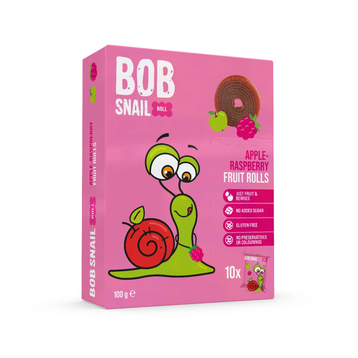 Rulou din mere si zmeura, 100g, Bob Snail