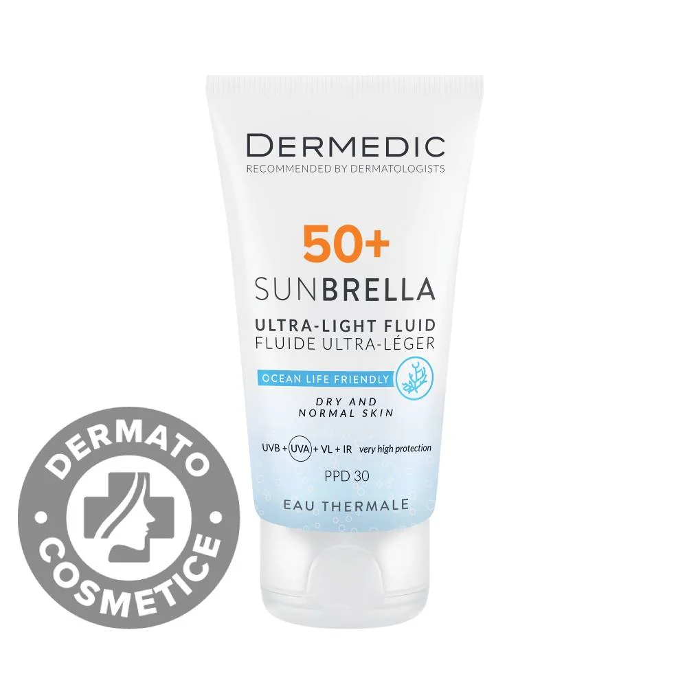 Fluid ultra light pentru ten uscat si normal cu SPF50+ Sunbrella, 40ml, Dermedic