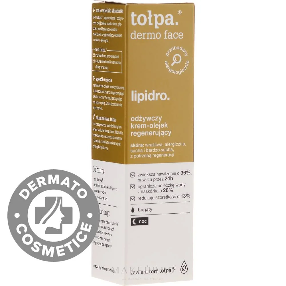 Crema regeneranta pentru piele uscata si sensibila Dermo Face Lipidro, 40ml, Tolpa