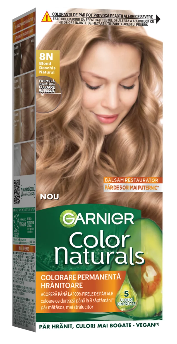 Vopsea de par permanenta Color Naturals 8N Blond Deschis Natural, 112ml, Garnier