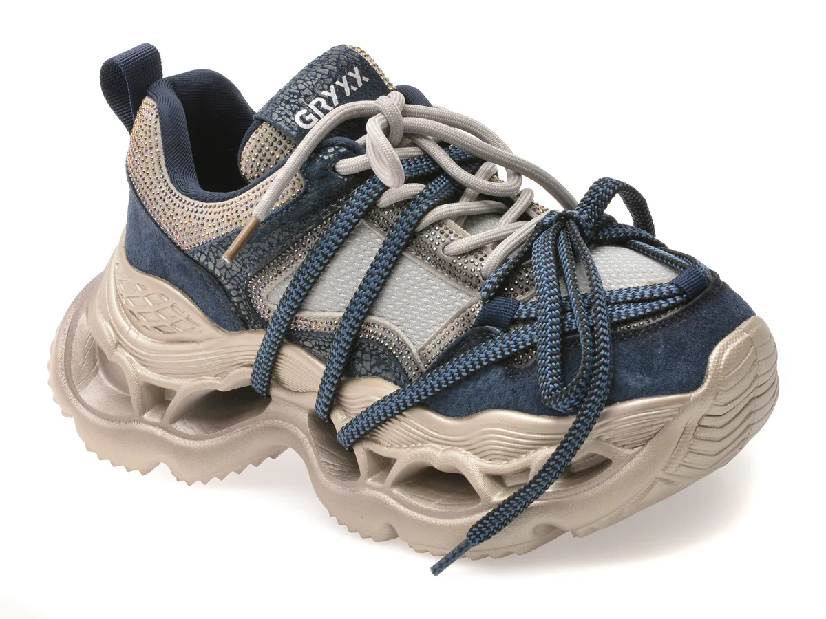 Pantofi sport GRYXX bleumarin, 30597, din material textil si piele naturala