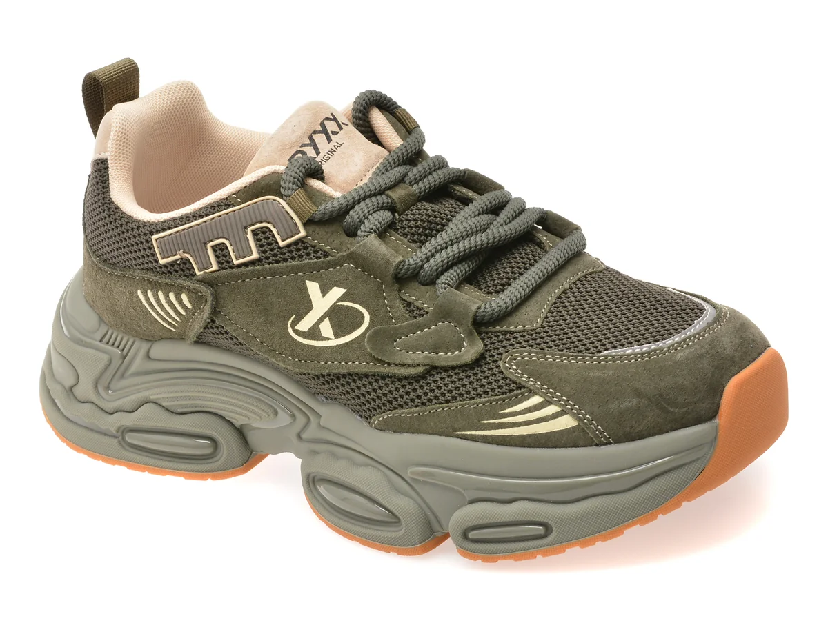 Pantofi sport GRYXX verzi, 9786, din material textil si piele naturala