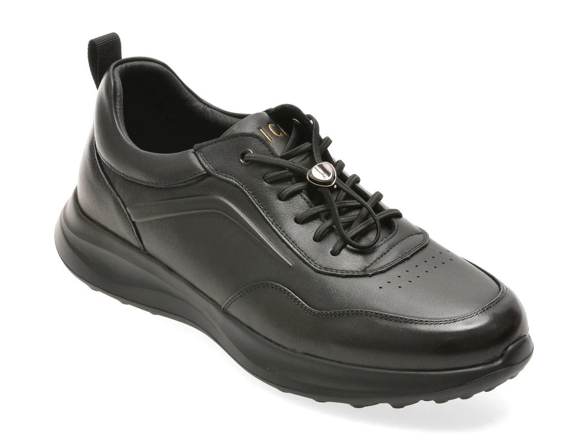 Pantofi sport EPICA negri, T25223, din piele naturala